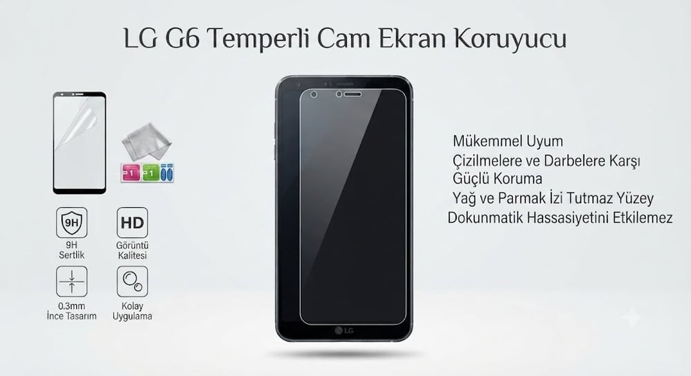 LG Q 6 TAMPERLİ EKRAN KORUYUCU