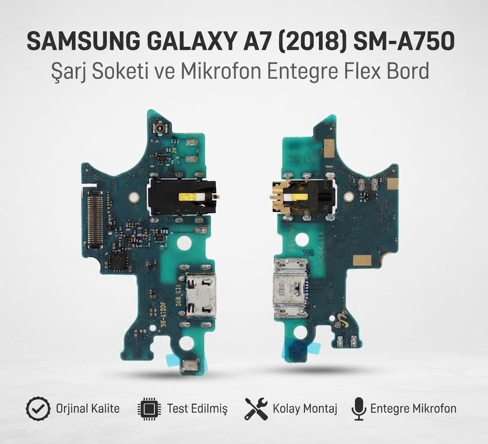 Samsung Galaxy A7 2018 SM-A750 Şarj Soketi Bordu Mikrofonlu
