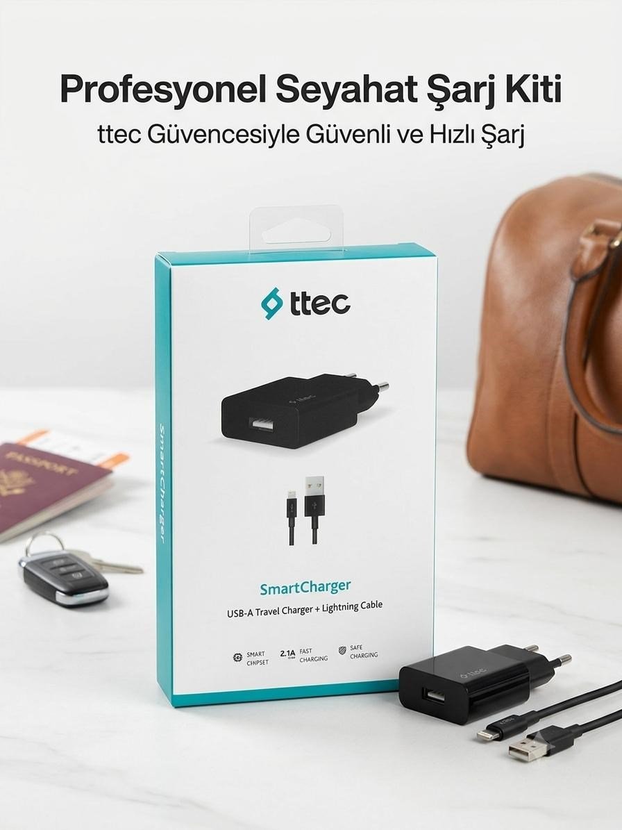 Ttec 2.1A 10.5w Usb Adaptör + Lightning Usb Kablo 2SCS20LS Siyah
