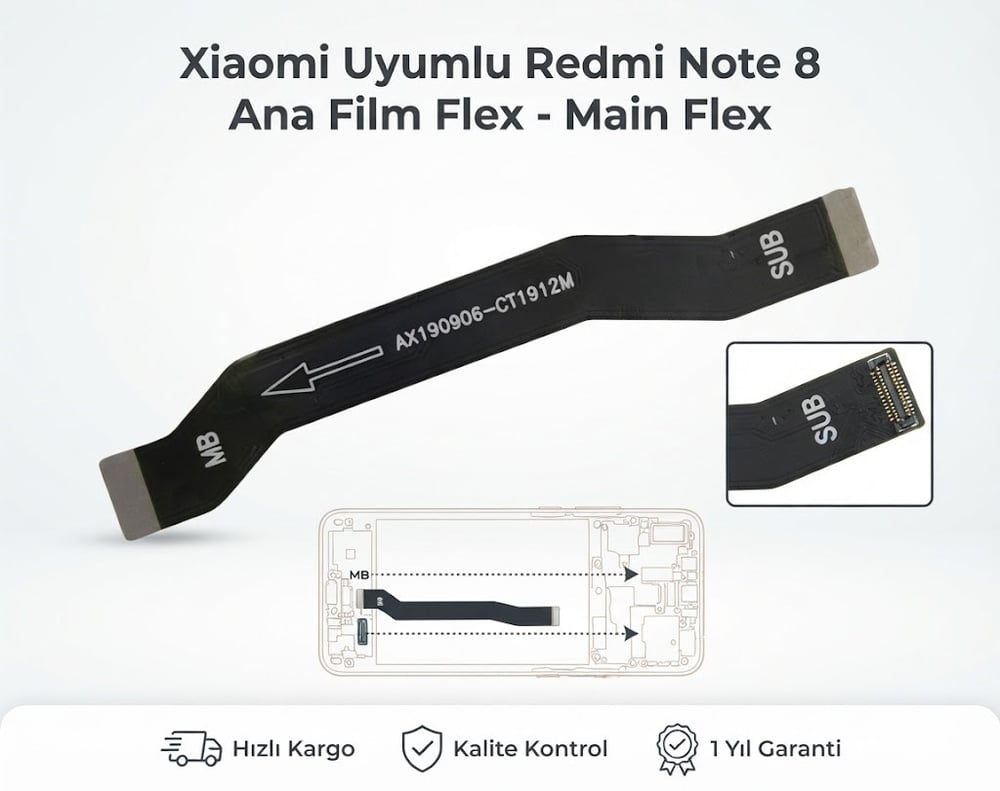Xiaomi Uyumlu Redmi Note 8 Ara Film Flex Main Flex