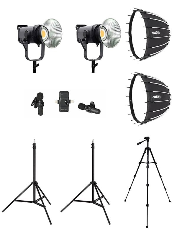 COBAC 300 Stüdyo Işığı (2) + 3 Mt Işık Ayağı (2) + SL70 Softbox (2) + 307 Tripod + V6 Mikrofon Işık Seti