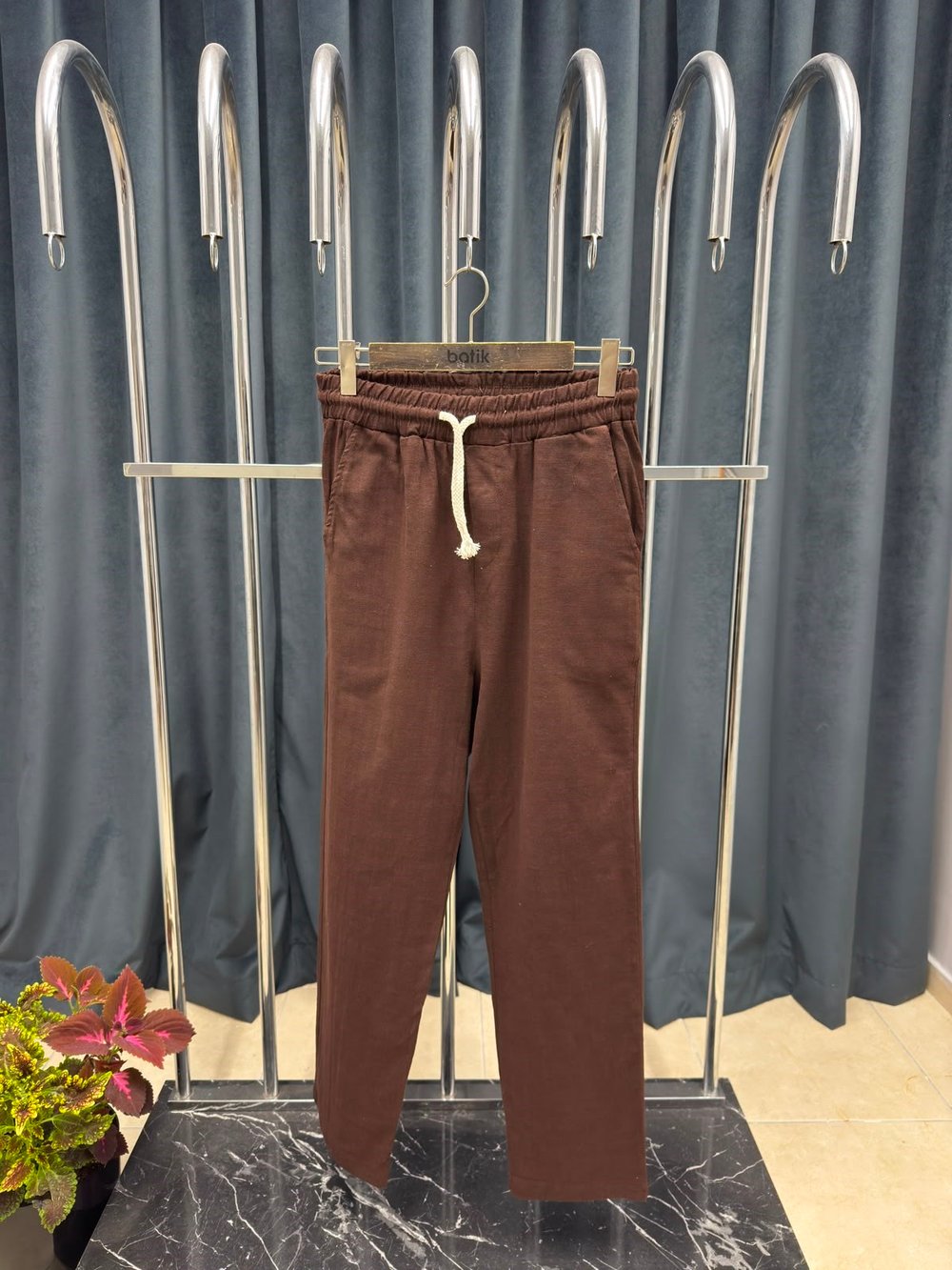   ESSENTİALS KAHVERENGİ KETEN PANTALON