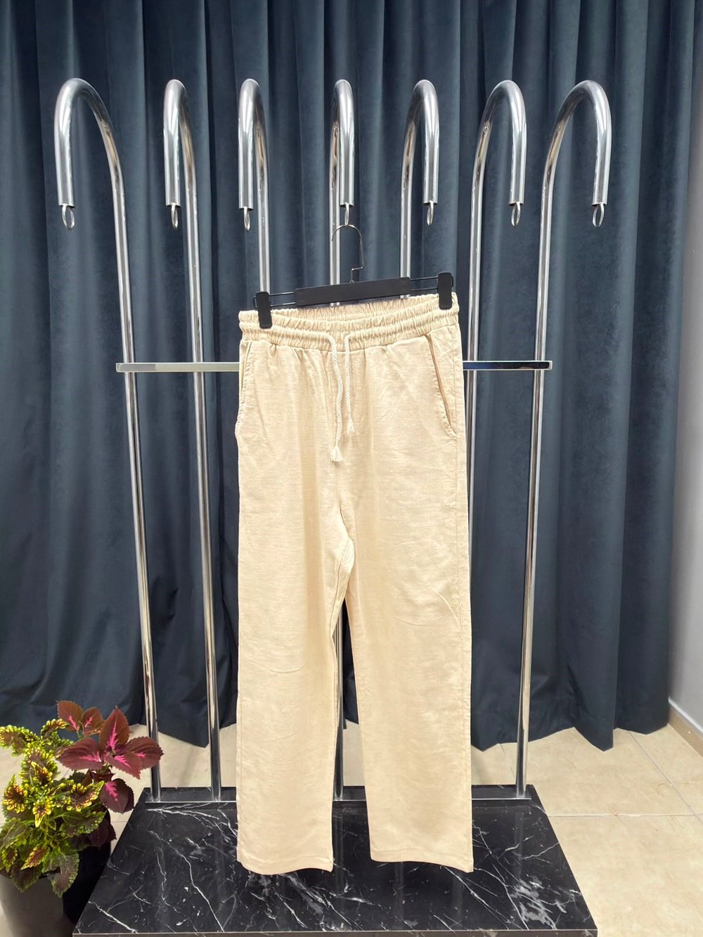   ESSENTİALS KREM  KETEN PANTALON