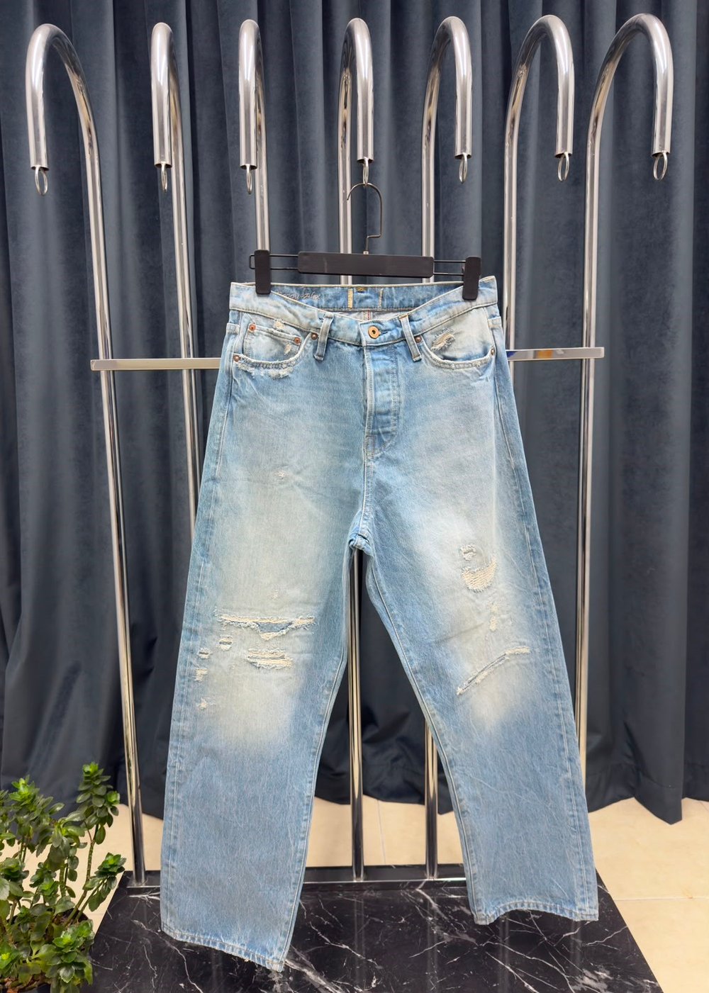 J. JONES YIRTIK DETAYLI BAGGY MAVİ JEAN