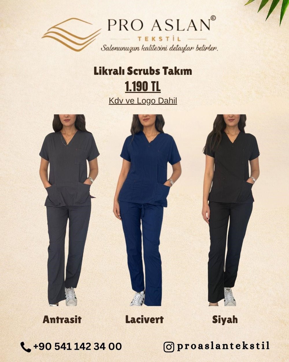 LOGOLU SCRUBS LİKRALI TAKIM 