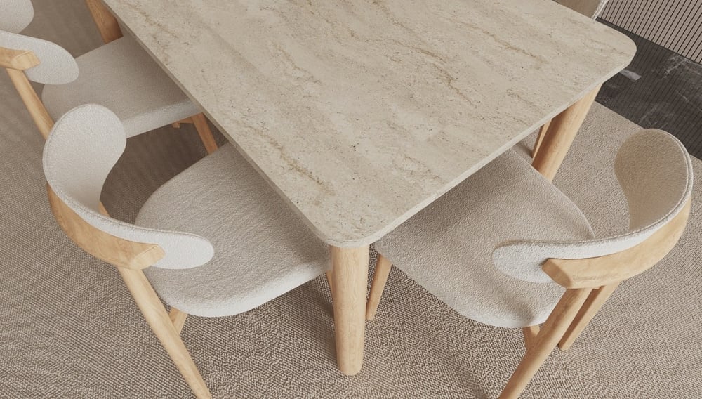 Bohem Traverten Yemek Masası 120x80 cm Açılır-Kapanır