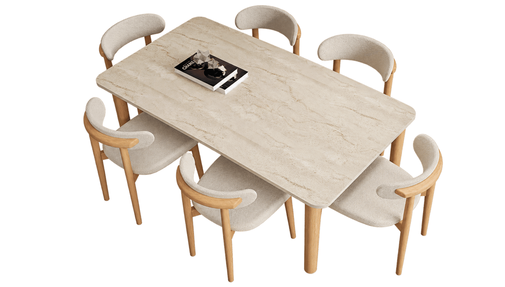 Bohem Traverten Yemek Masası 120x80 cm Açılır-Kapanır