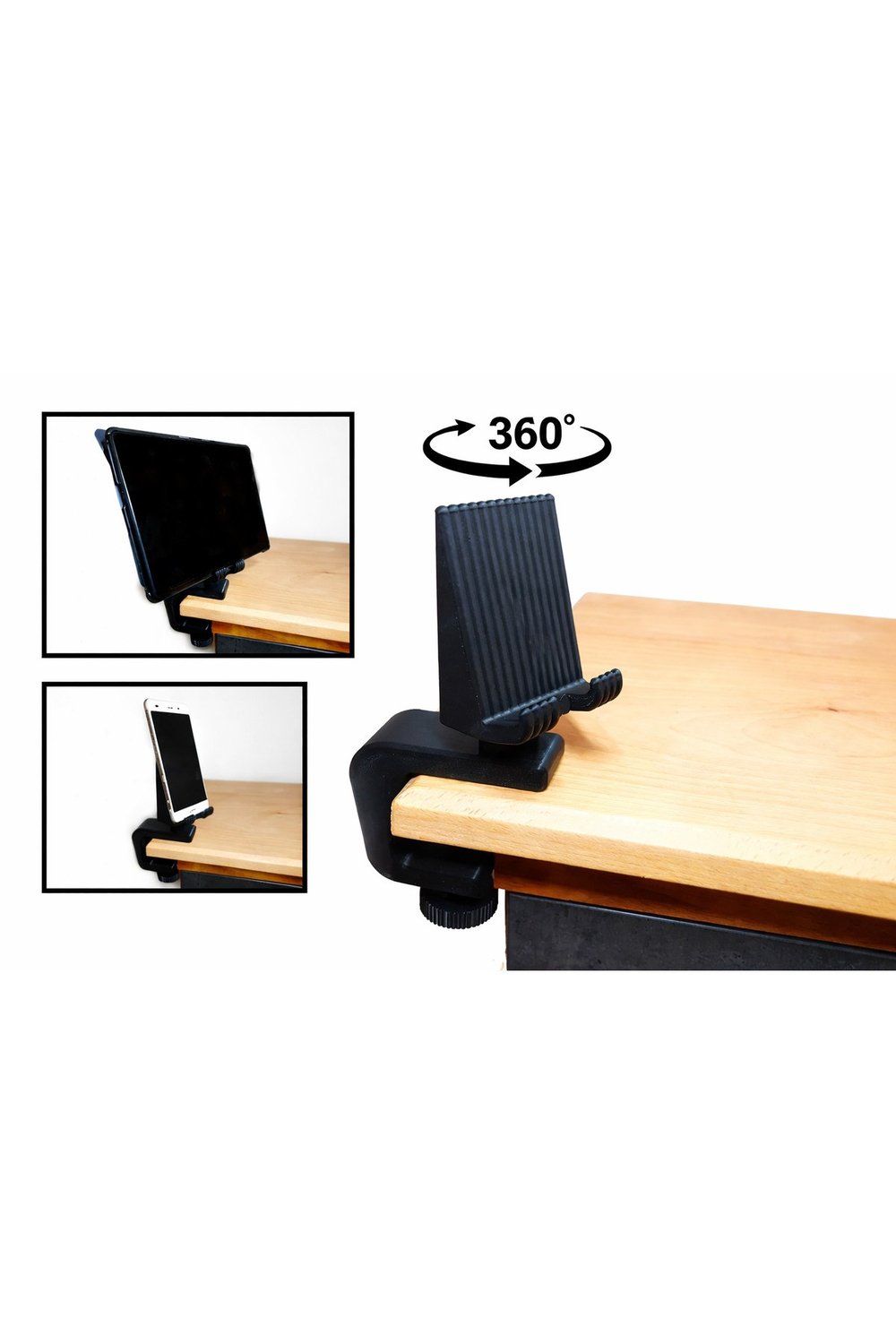 360° Dönebilen Masa Kenarı Telefon & Tablet Tutucu – Sıkıştırmalı Stand