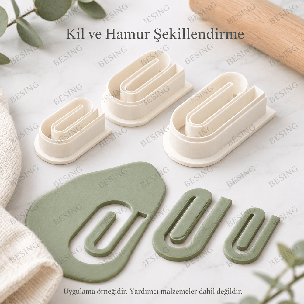 Ataş Şekilli Polimer Kil ve Hamur Kesici Kalıp Seti 3 Farklı Boy