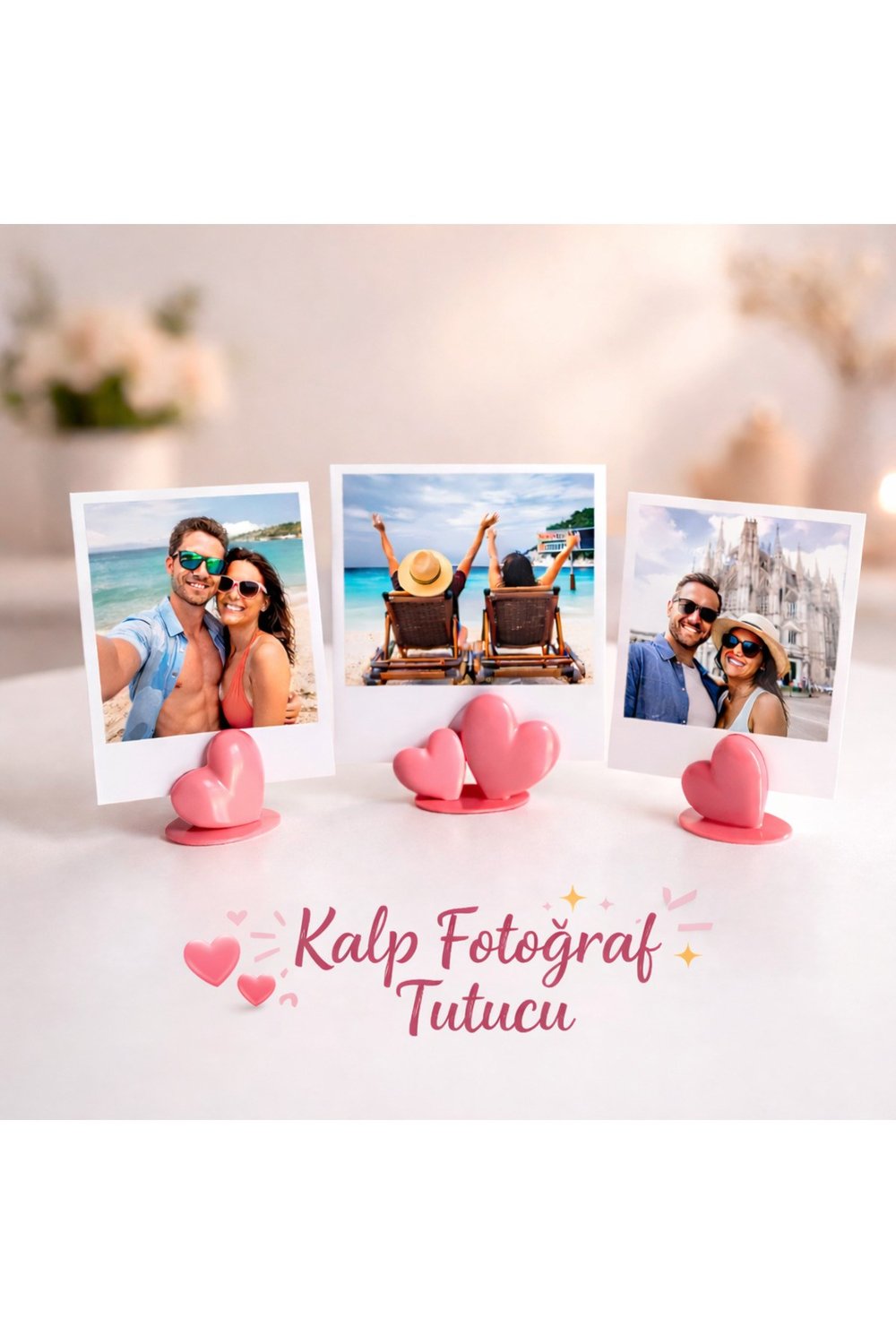 Kalp Fotoğraf Tutucu – Romantik Masaüstü Dekor, Sevgiliye Özel Hediye