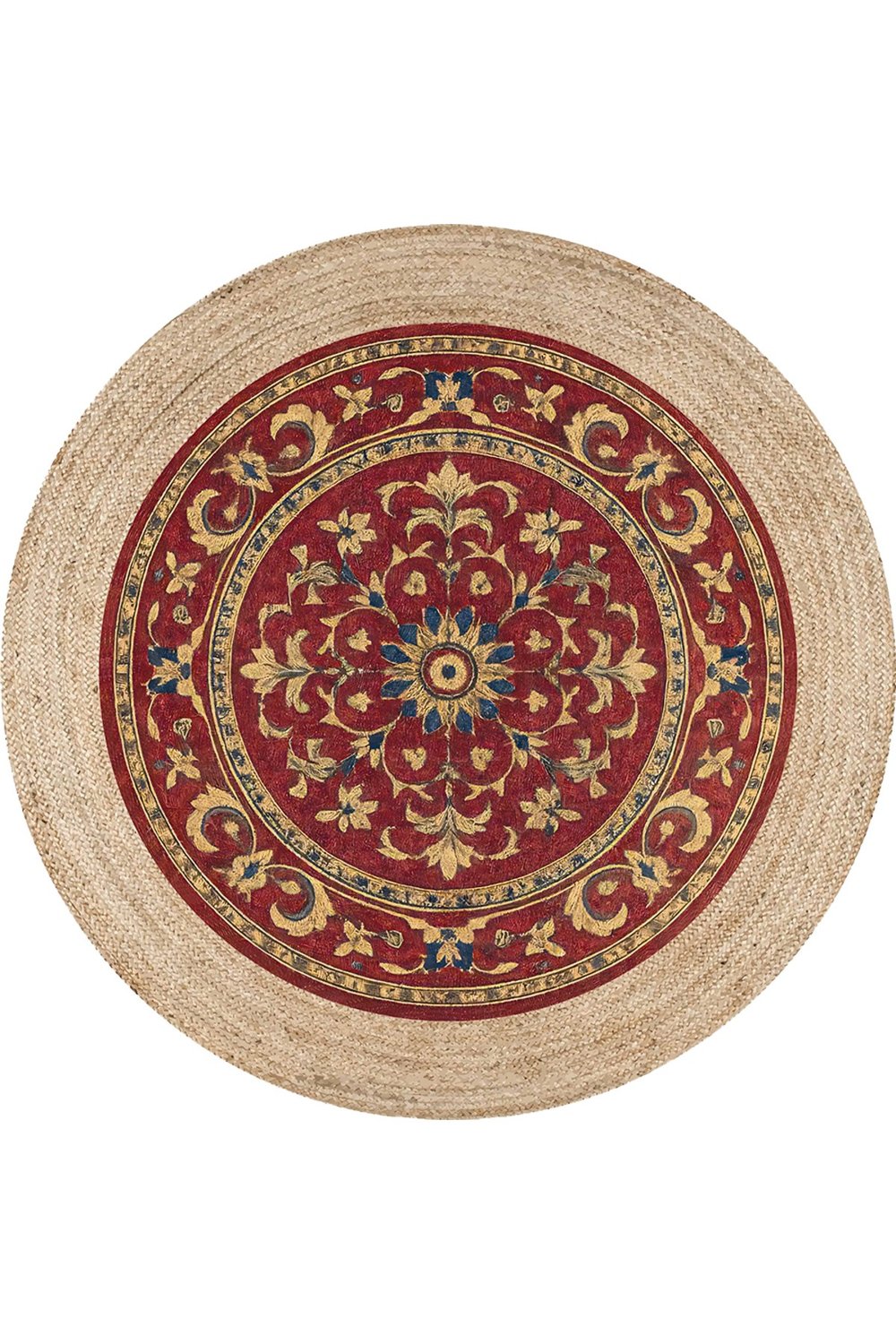 Boho 963 Ottoman Medallion Desen Doğal Natural Jüt Yuvarlak