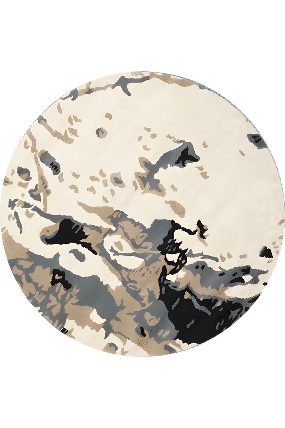 Boho 965 Abstract Marble Desen Doğal Natural Jüt Yuvarlak