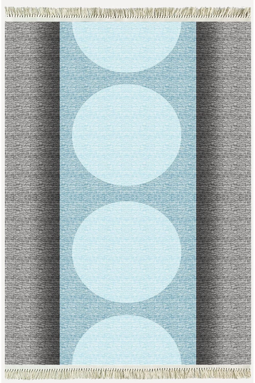 Cotton Kilim 31 Gri Ve Mavi Tonlarında Modern Desenli Dekoratif Yıkanabilen Dokuma Taban Kilim