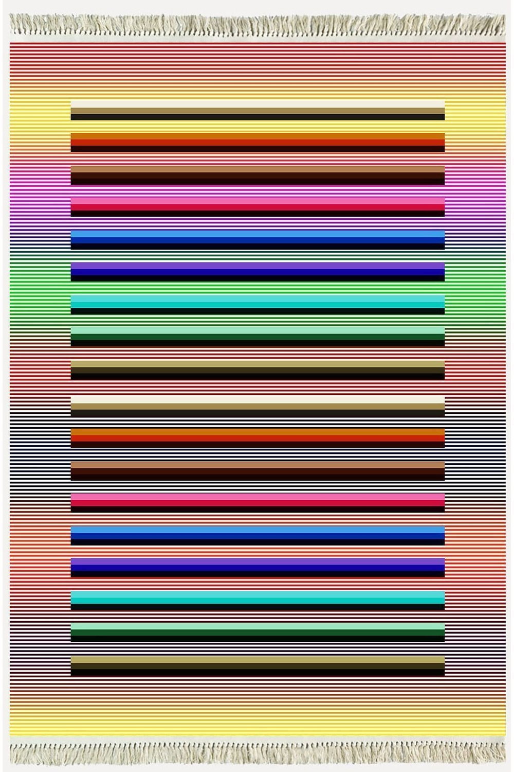 Cotton Kilim 55 Multy Geleneksel Motifler Modern Dekoratif Saçaklı Yıkanabilen Dokuma Kilim