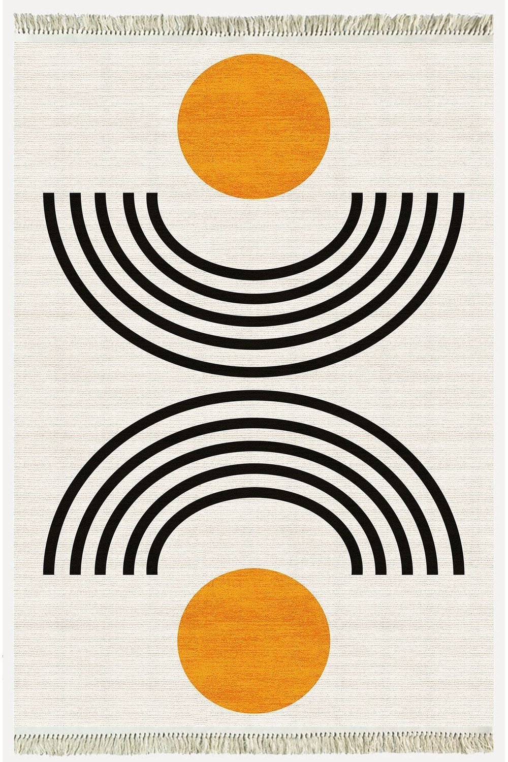 Cotton kilim Krem Tonunda Geometrik Desenli Dekoratif Yıkanabilen Dokuma Taban Kilim