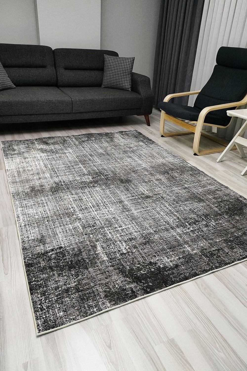 Mars 1008 Gri Tonlarında Spor Modern Desenli Dekoratif Kaymaz Taban Halı