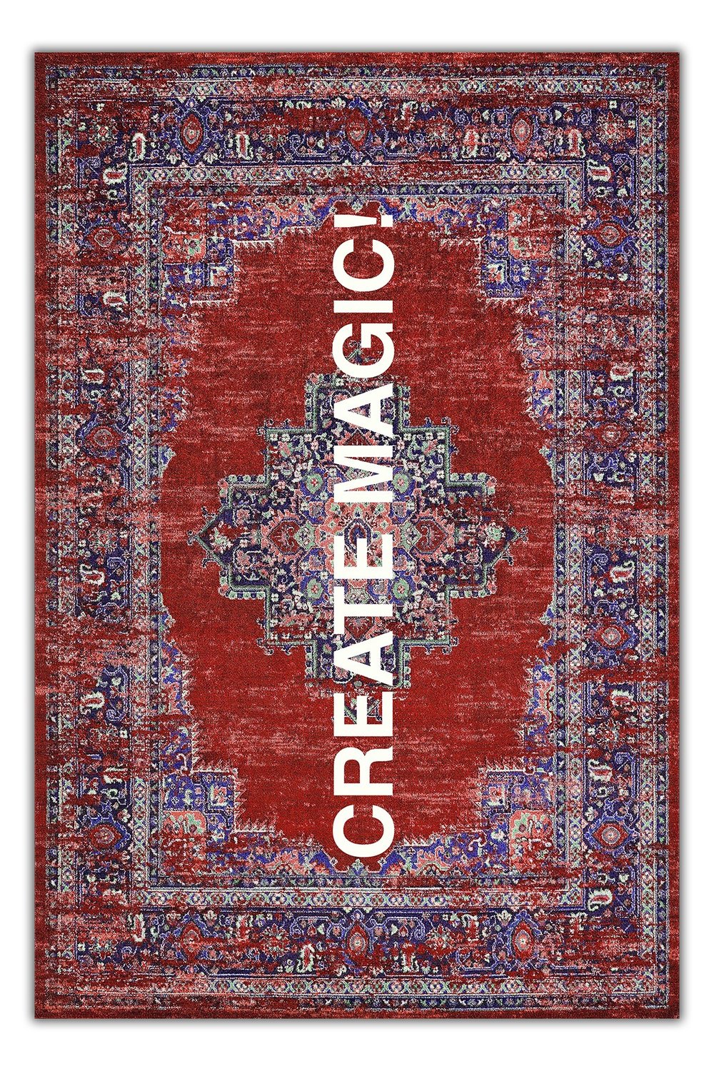 Mars 190 Create Magic Yazılı Etnik Vintage Dokuma Taban Halı