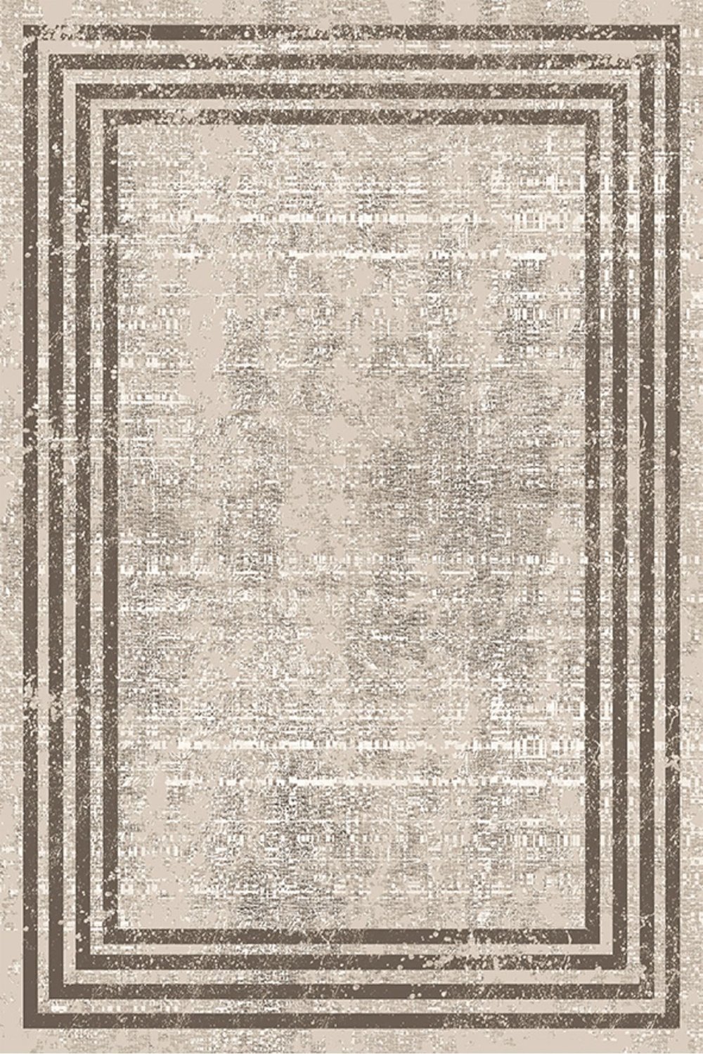 Mars 2077 Kahverengi Çerçeve Desenli Yıkanabilir Kaymaz Salon Halısı, Koridor Ve Mutfak Halısı