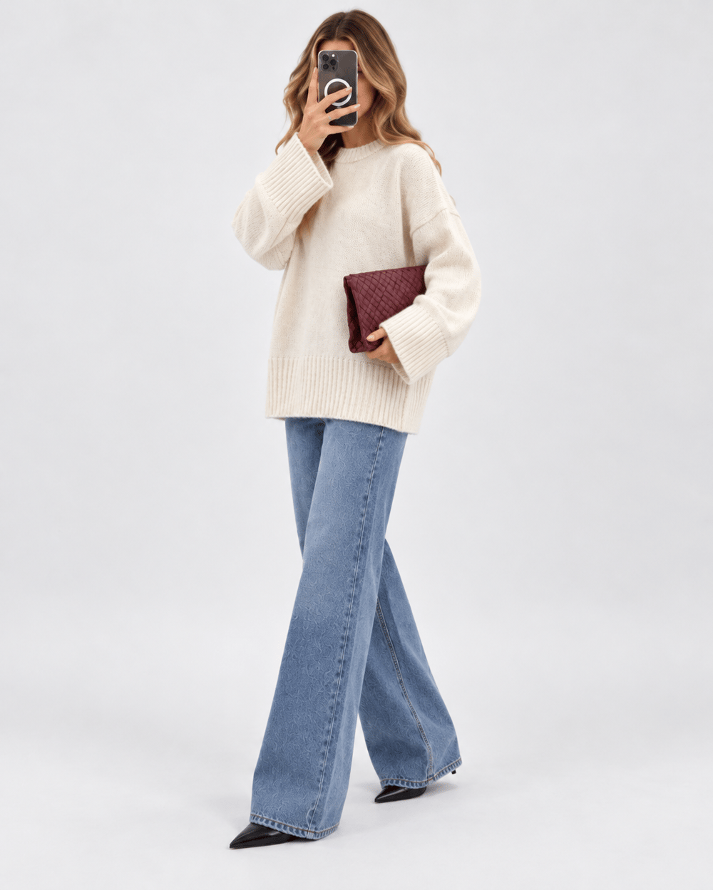 Lily Oversize Triko Kazak-Ekru 