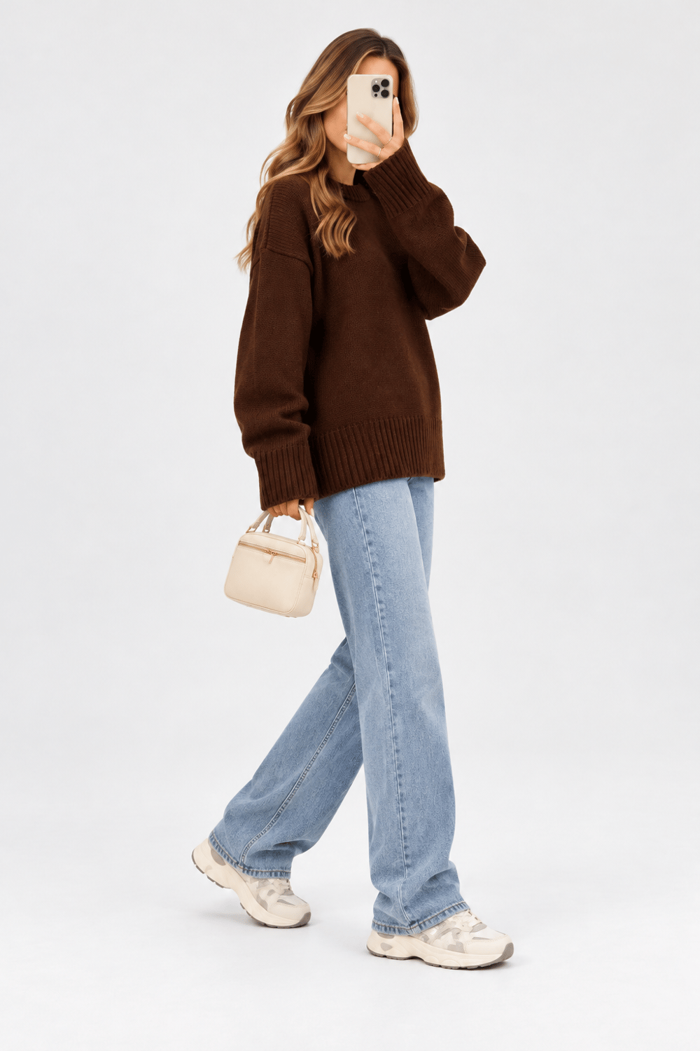 Lily Oversize Triko Kazak-Kahverengi 