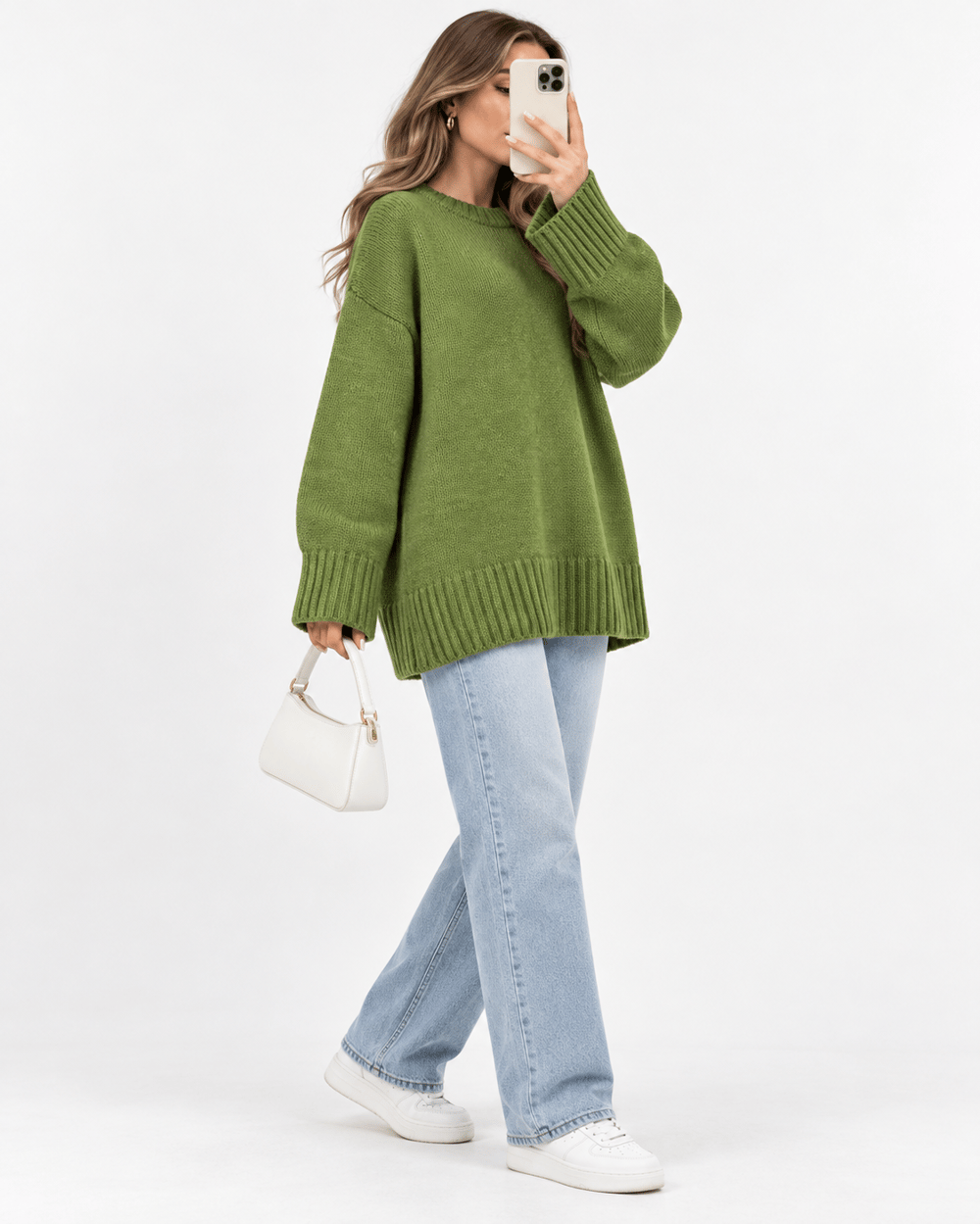 Lily Oversize Triko Kazak-Yeşil