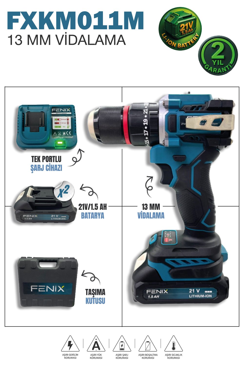 FENİX 13 MM ŞARJLI MATKAP
