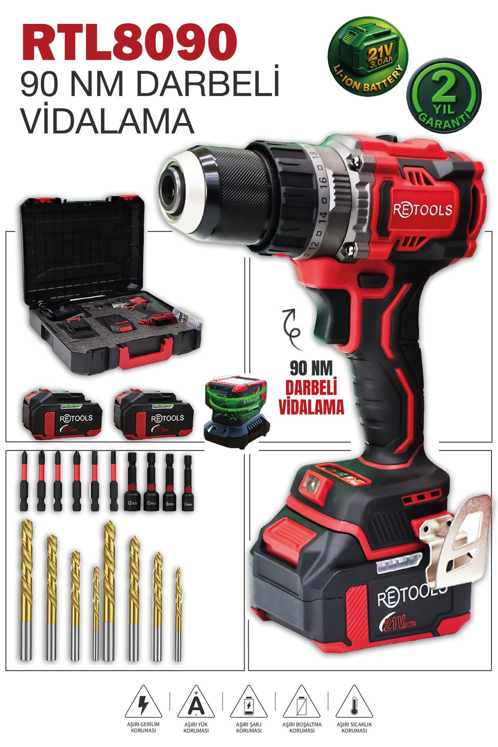 RETOOLS BORDO 90 NM ŞARJLI VİDALAMA