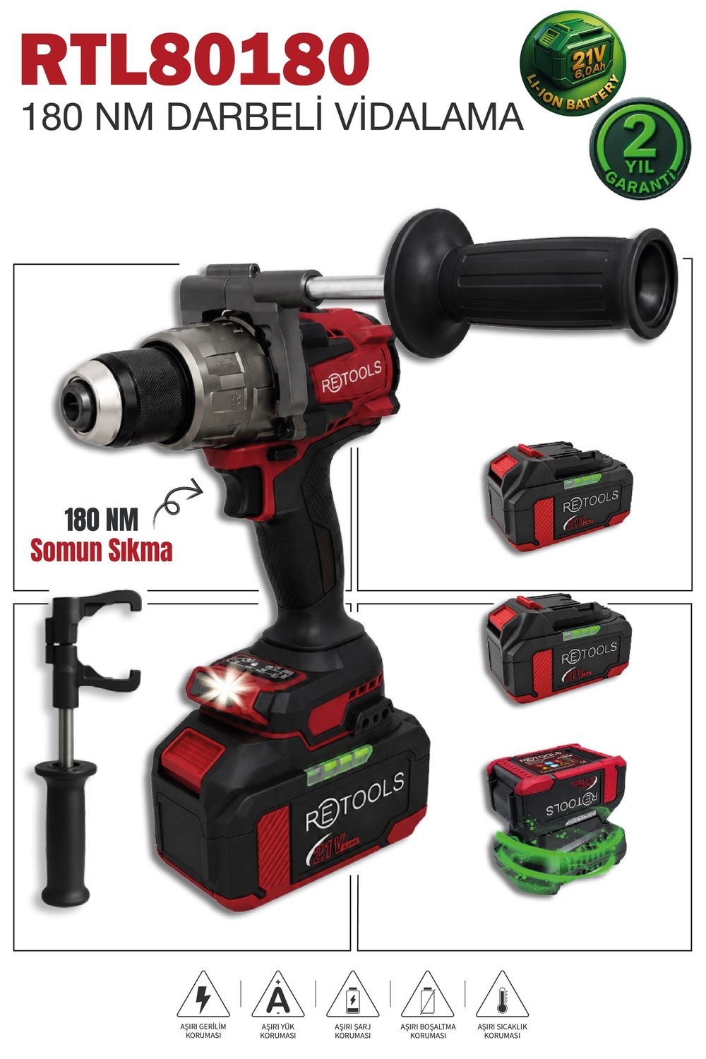 RETOOLS RTL80180 BORDO 180 NM VİDALAMA