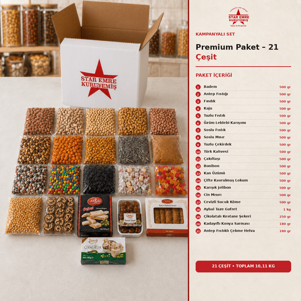 Premium 21 Çeşit Atıştırmalık Paketi