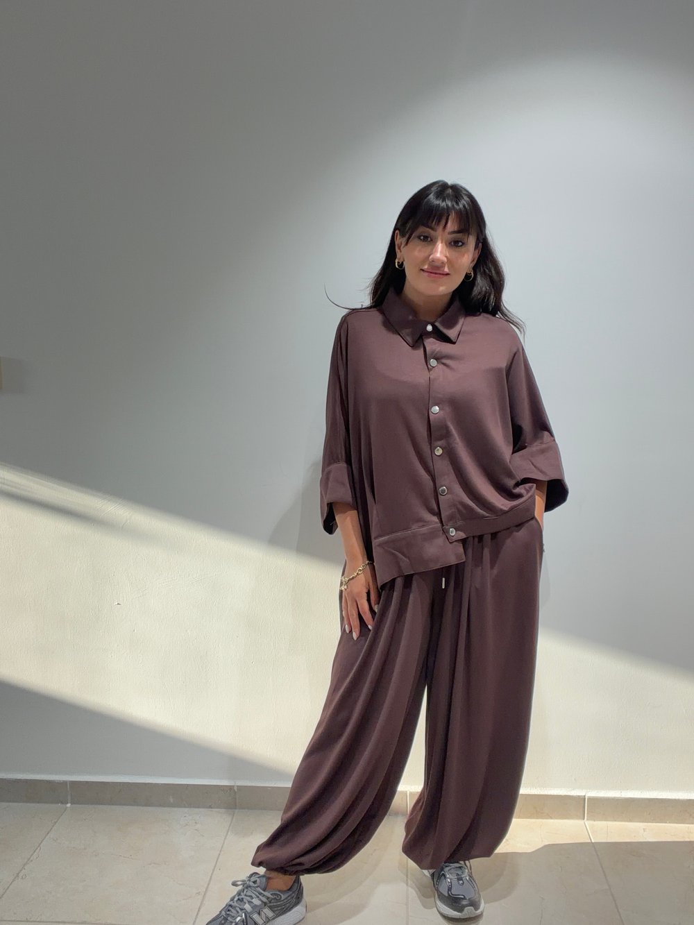 Oversize Şalvar Model Takım Kahve