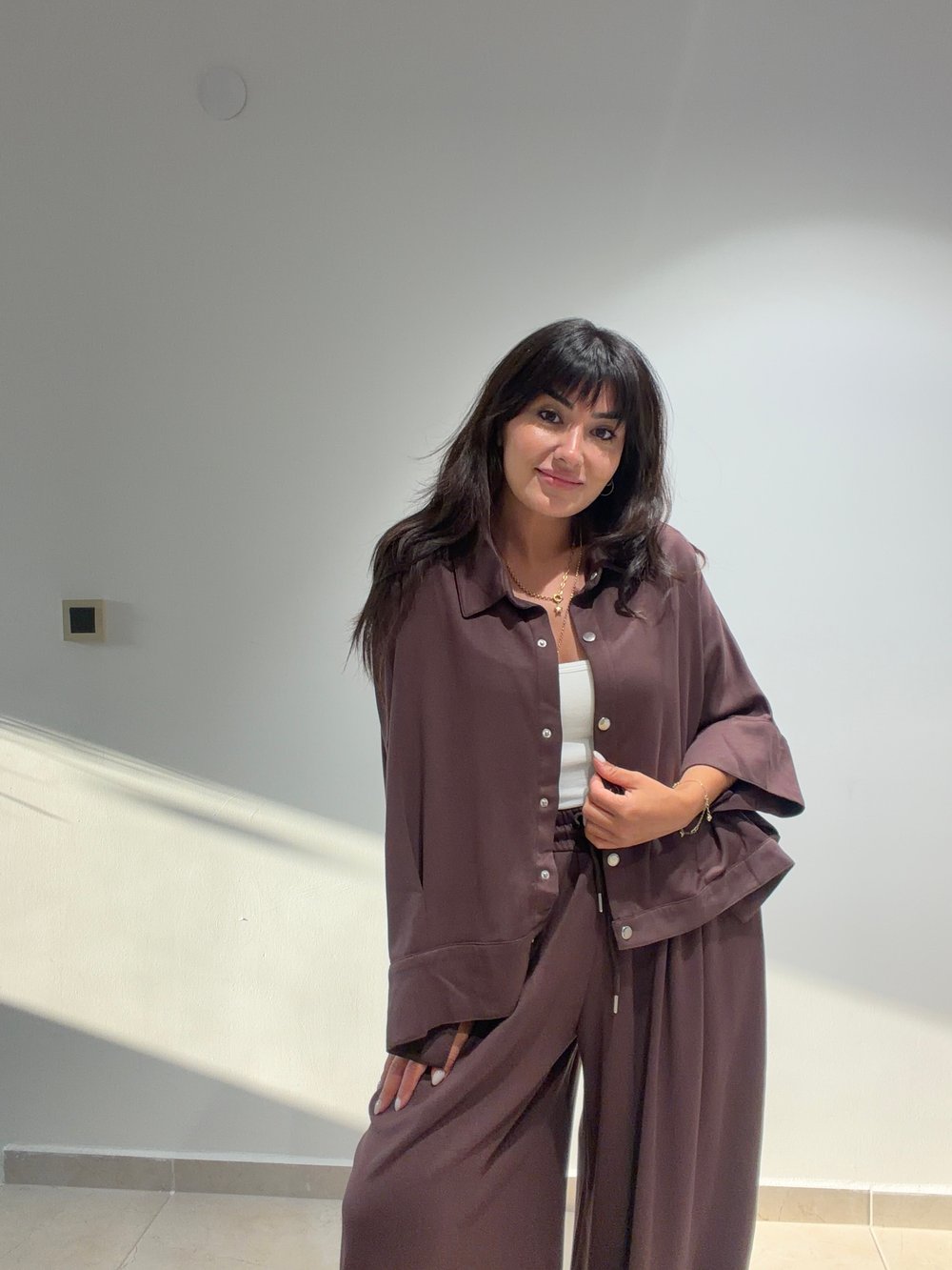 Oversize Şalvar Model Takım Kahve