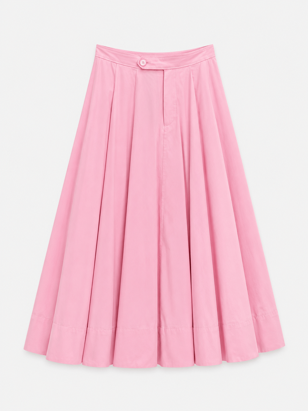 Poplin Midi Boy Etek Bel Lastikli -Pembe