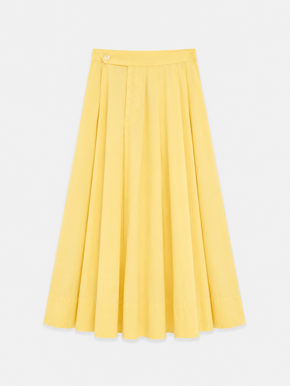 Poplin Midi Boy Etek Bel Lastikli - Sarı