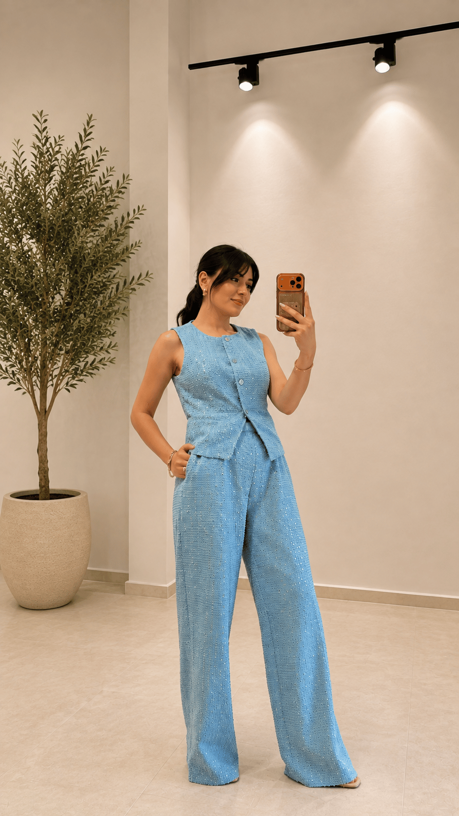 Pullu Yelek - Pantolon Takım - Mavi