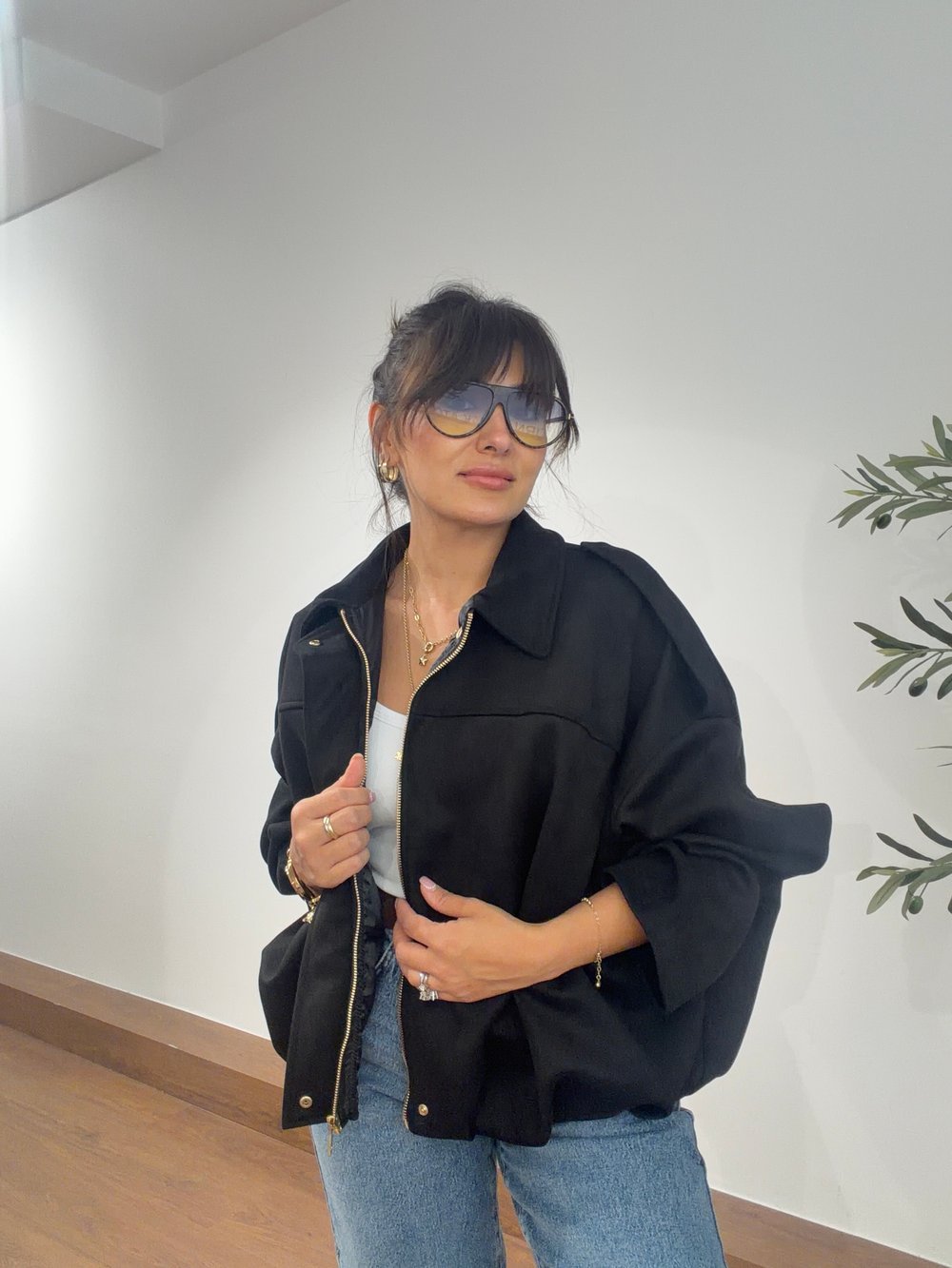 Süet Bomber Ceket Siyah