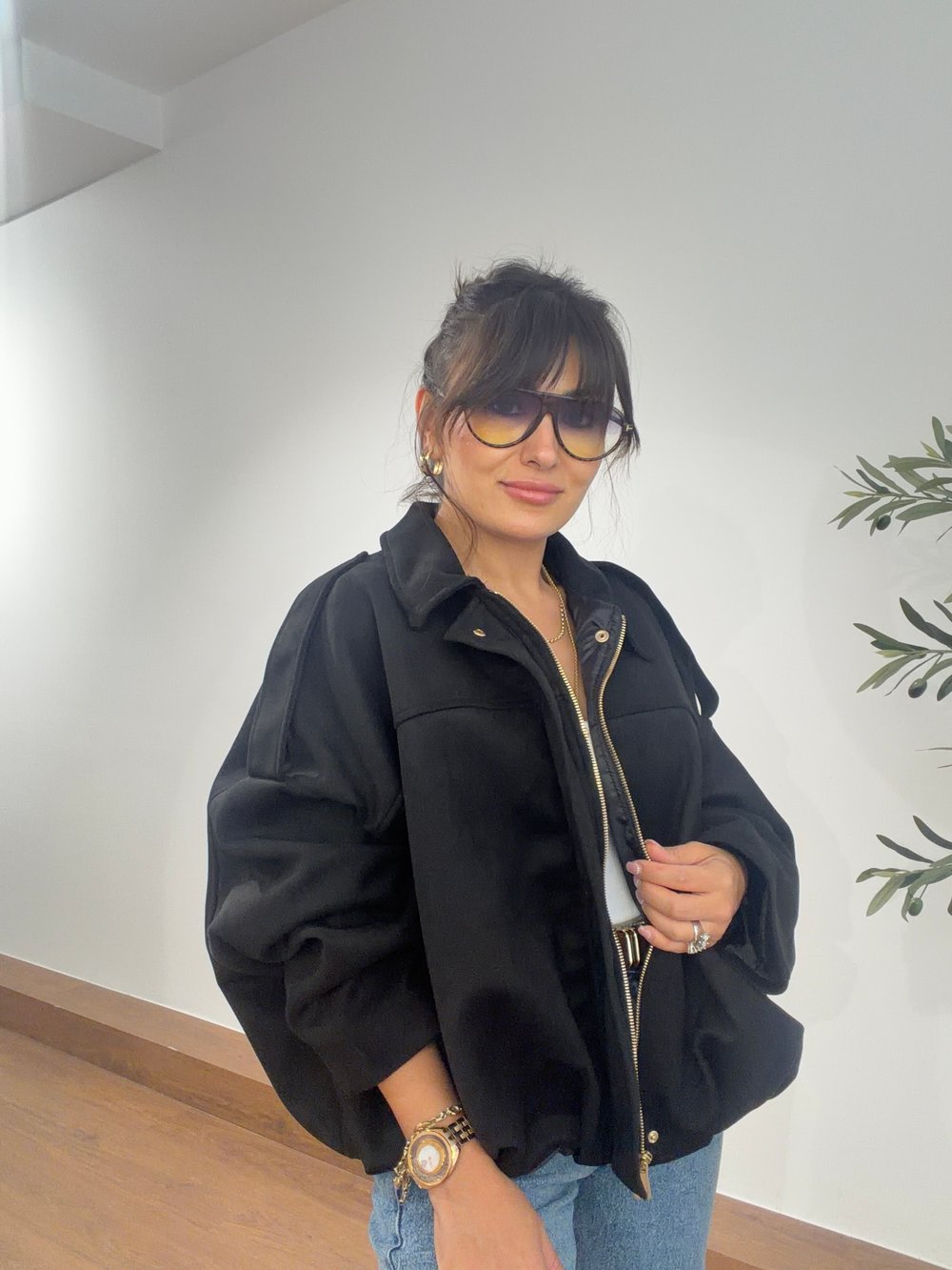 Süet Bomber Ceket Siyah