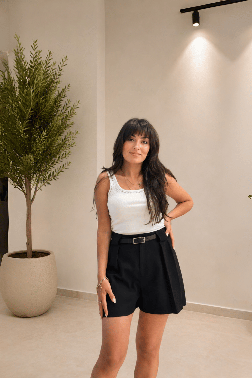 Zımbalı Atlet - Beyaz