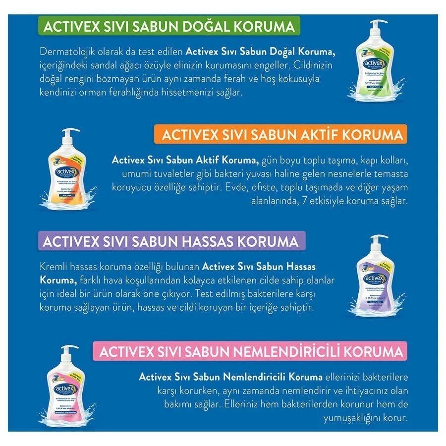 Activex Antibakteriyel Hassas 2x1 lt Sıvı Sabun