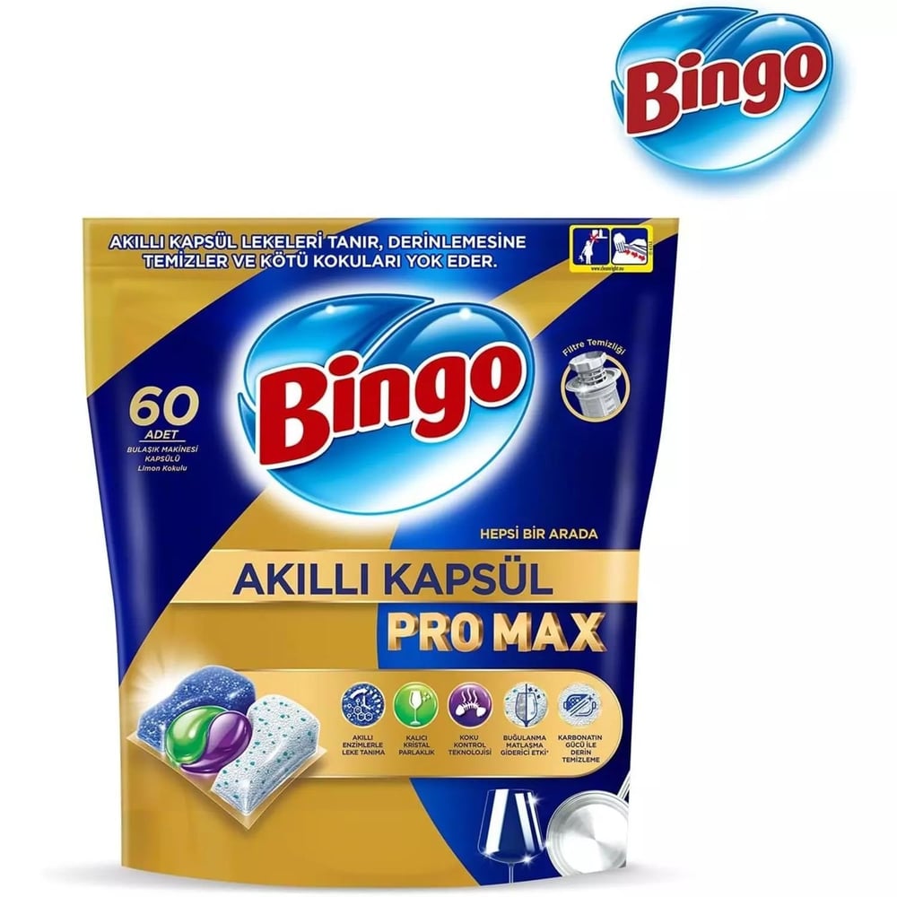 Bingo Akıllı Kapsül Pro Max Bulaşık Makinesi Tableti 120 Adet 60lı 2 Adet