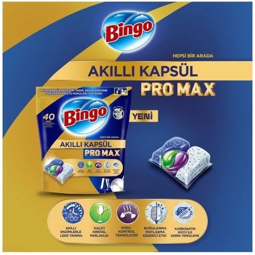Bingo Akıllı Kapsül Pro Max Bulaşık Makinesi Tableti 40lı 2 Adet