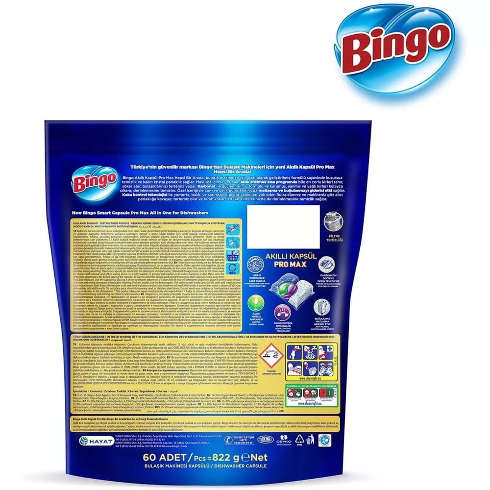 Bingo Akıllı Kapsül Pro Max Bulaşık Makinesi Tableti 120 Adet 60lı 2 Adet