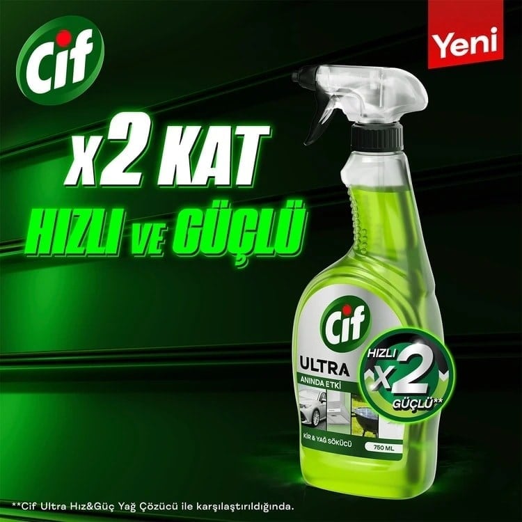 Cif Ultra Anında Etki Kir ve Yağ Çözücü 750 ml x 2 Adet