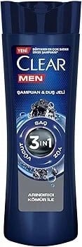 Clear Men 3 in 1 Şampuan & Duş Jeli Arındırıcı Kömür 350 ml