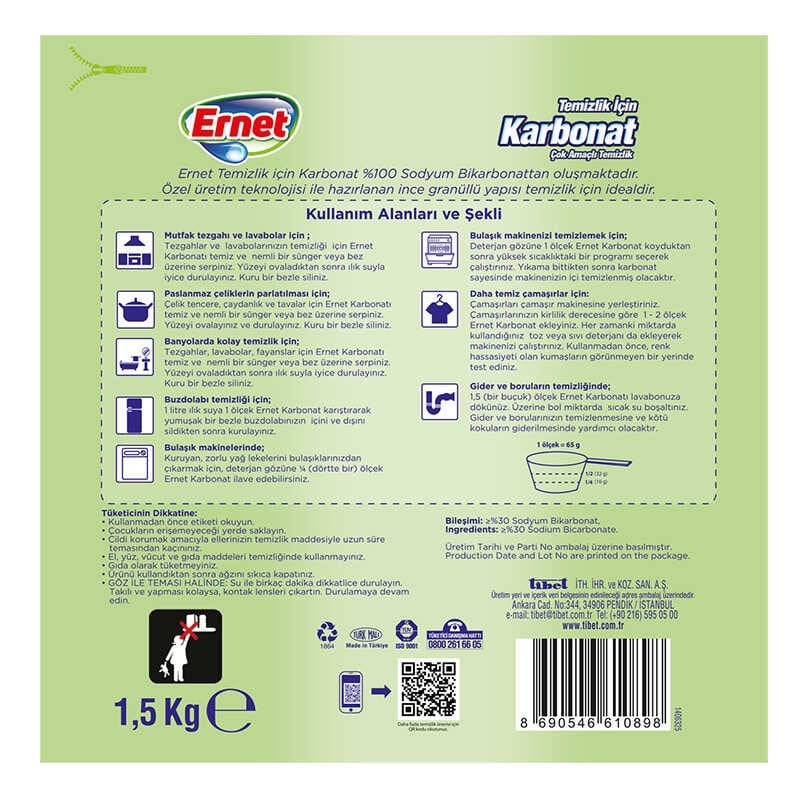 Ernet Temizlik İçin Karbonat 1.5 kg