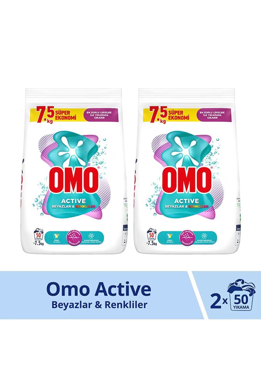 Omo Active Beyazlar ve Renkliler 2x7.5 kg Çamaşır Deterjanı