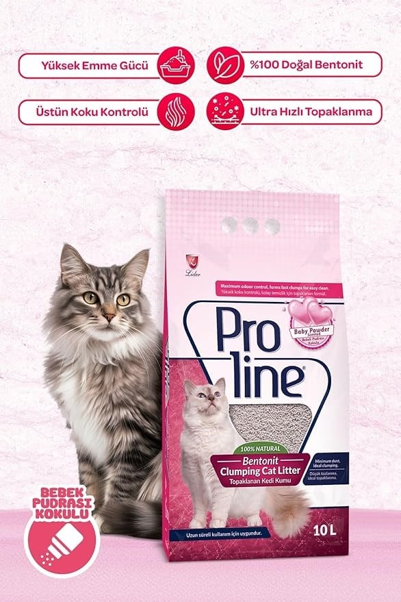 Proline 2x10 L Bebek Pudrası Kokulu İnce Taneli Kedi Kumu
