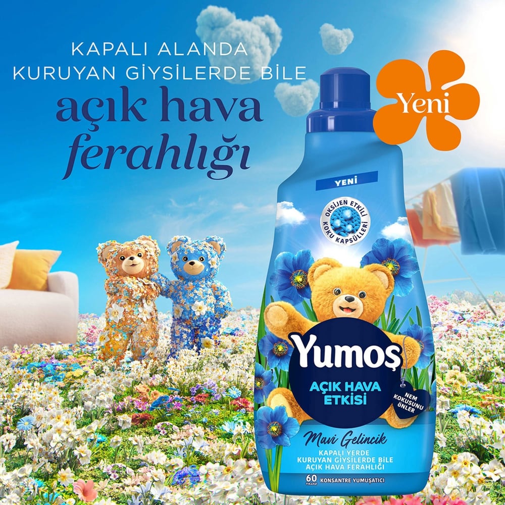Yumoş Açık Hava Etkisi Mavi Gelincik Konsantre Yumuşatıcı 60 Yıkama 1.44 lt
