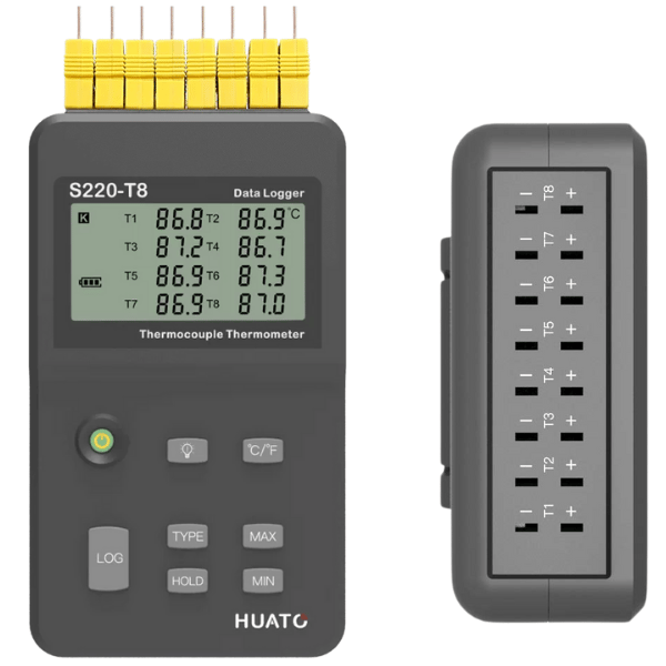 Huato S220-T8 Taşınabilir K Tipi Termokupl Okuyucu | 8 Kanallı