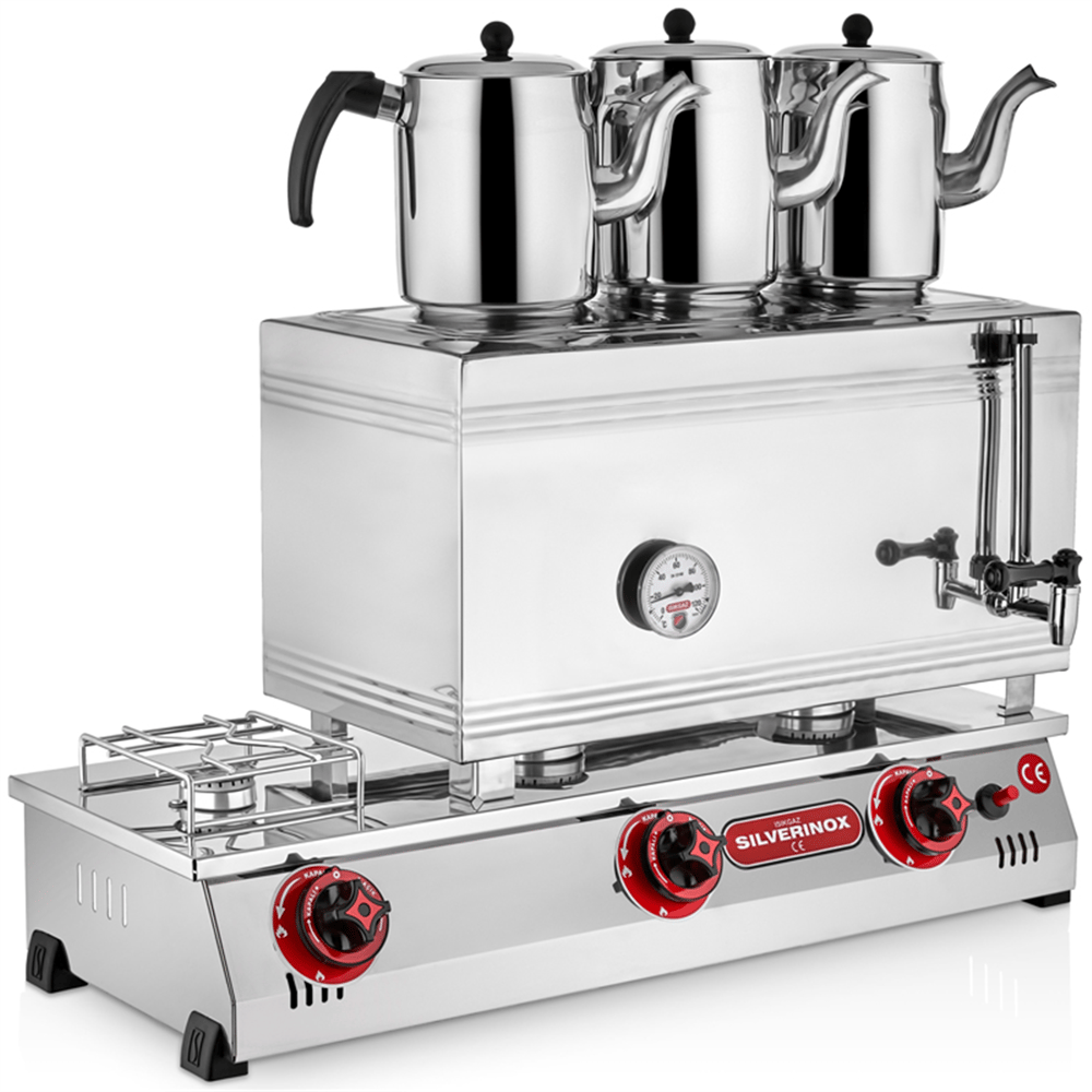 Silverinox GAZLI ÇAY OCAĞI  60’lık - 3 Demlik D.Gaz