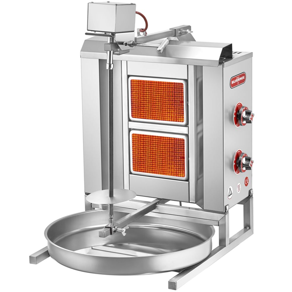 Silverinox ÜSTTEN MOTORLU GAZLI DÖNER OCAĞI 2 Radyanlı D.Gaz CE